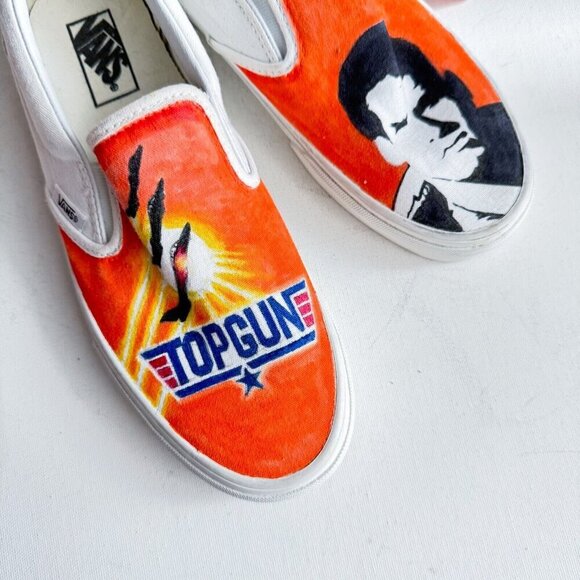 Vans Top Gun Tom Cruise Print Slip on Sneakers 8.5 - Picture 2 of 10